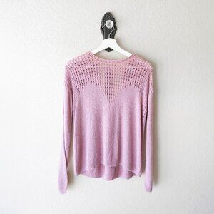 Express Sz Medium Dusty Pink Open Knit Back Sweater Long Sleeve Pullover